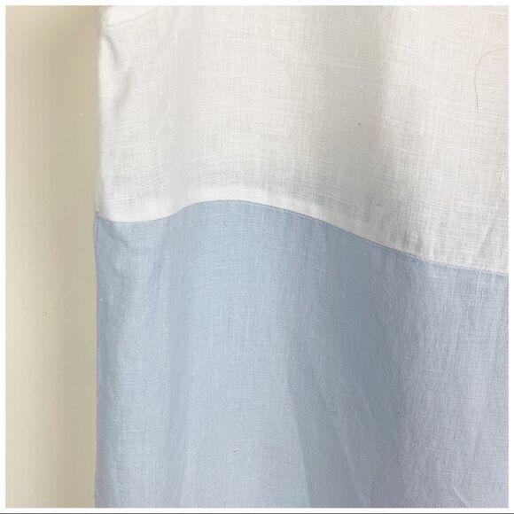 Gordon Smith Blue and White Linen Sleeveless Color-block Sheath Dress Sz 10 - Picture 10 of 15